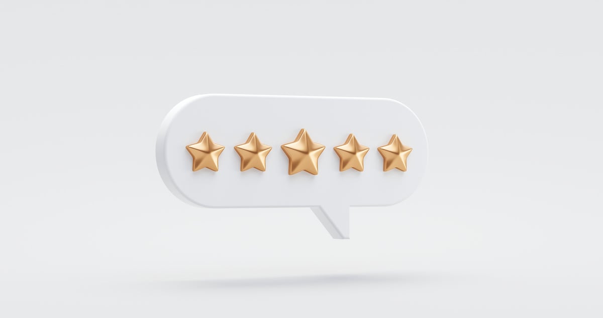 Five gold star rate review customer experience quality